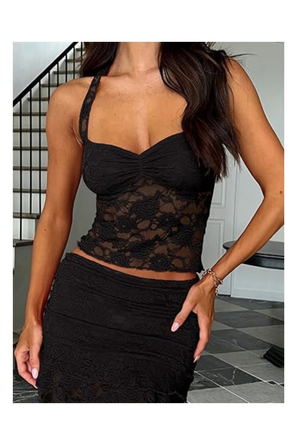 Trendy Women's Lace Halter Y2K Sexy Crop Top