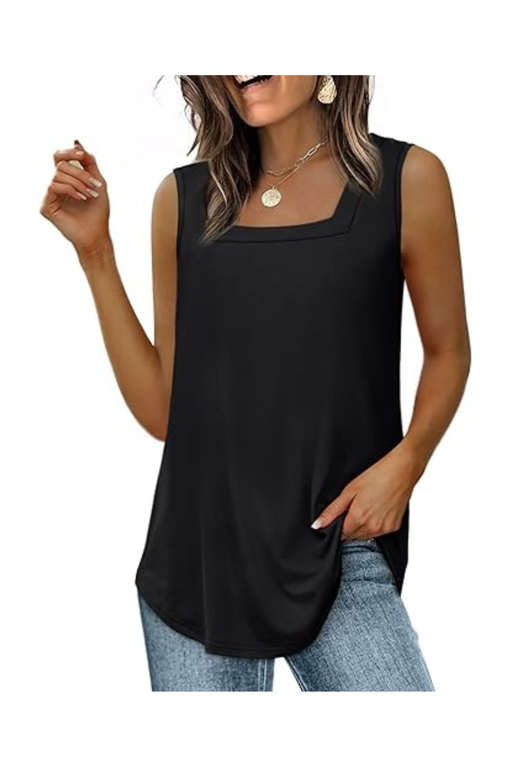 Trendy Women's Square Neck Casual Summer Tank Tops