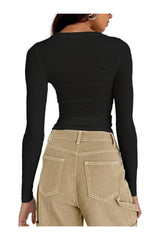 Trendy Women's Casual Slim Fit Crop Crew Neck Top