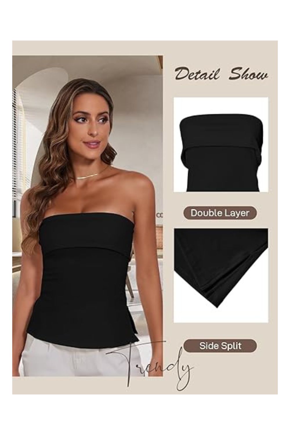 Women's Strapless Backless Off-Shoulder Side Split Top