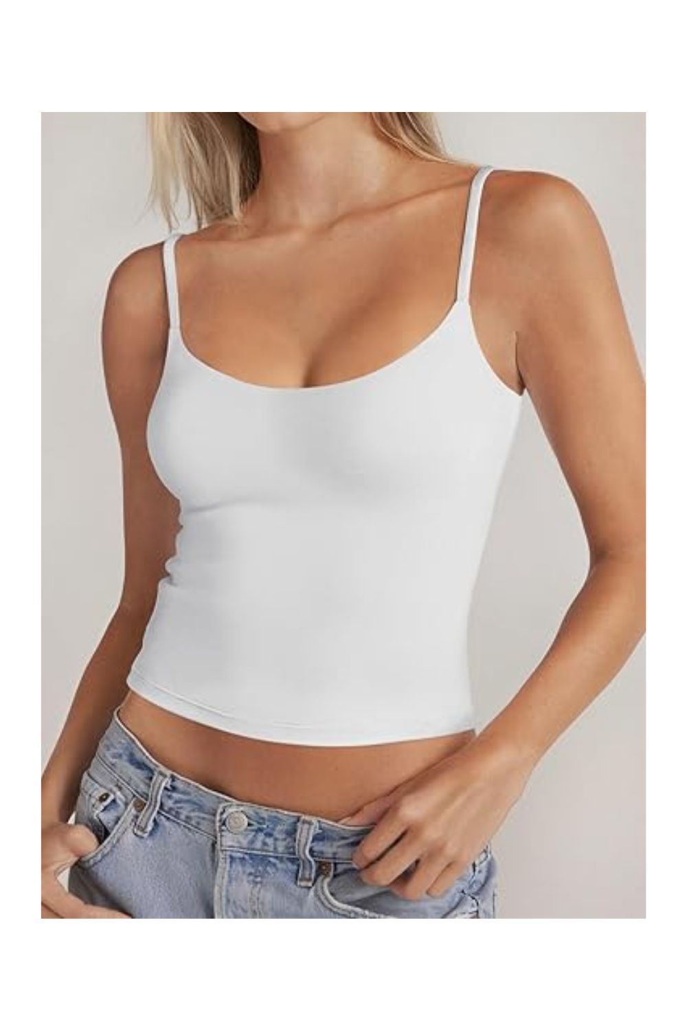 Trendy Women's Double-Lined Scoop Neck Adjustable Cami Tank