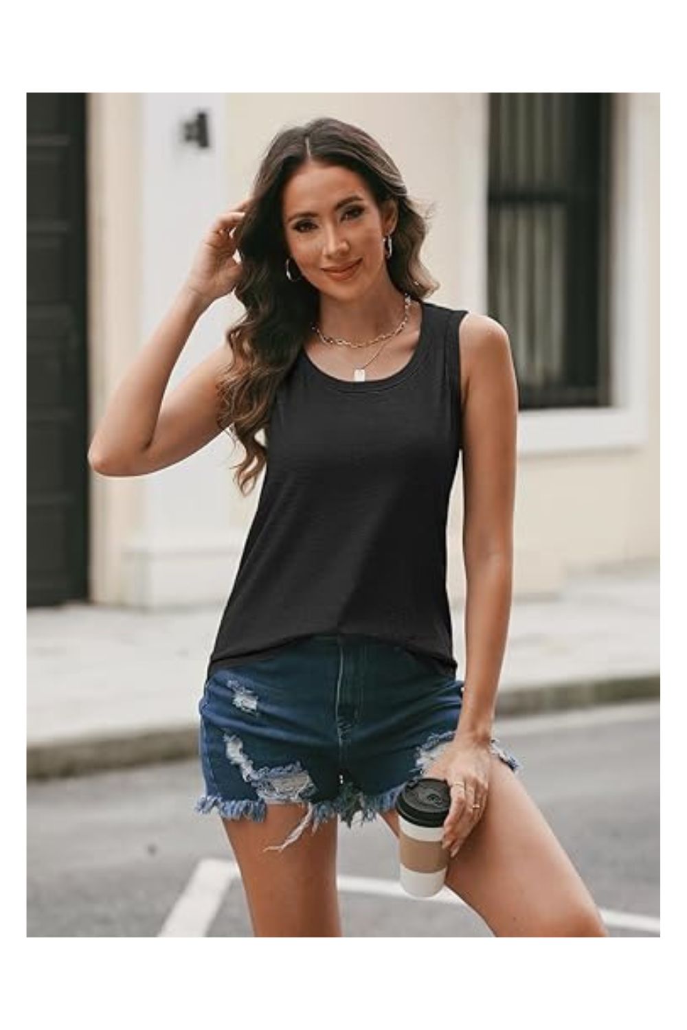 Trendy Women's Loose Fit Square Neck Sleeveless Tank
