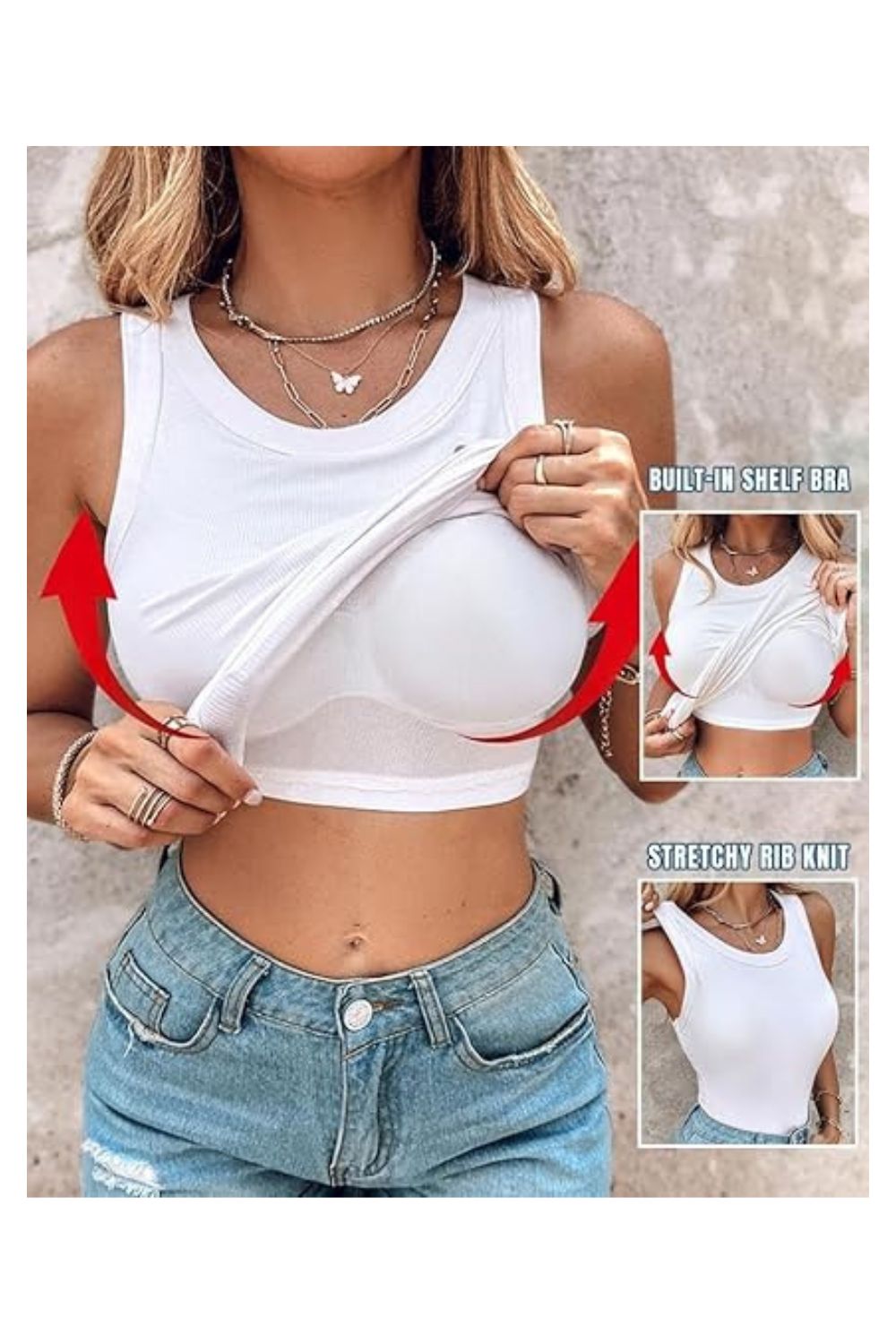 Trendy Women Built-in Bra Racerback Ribbed Tank Top