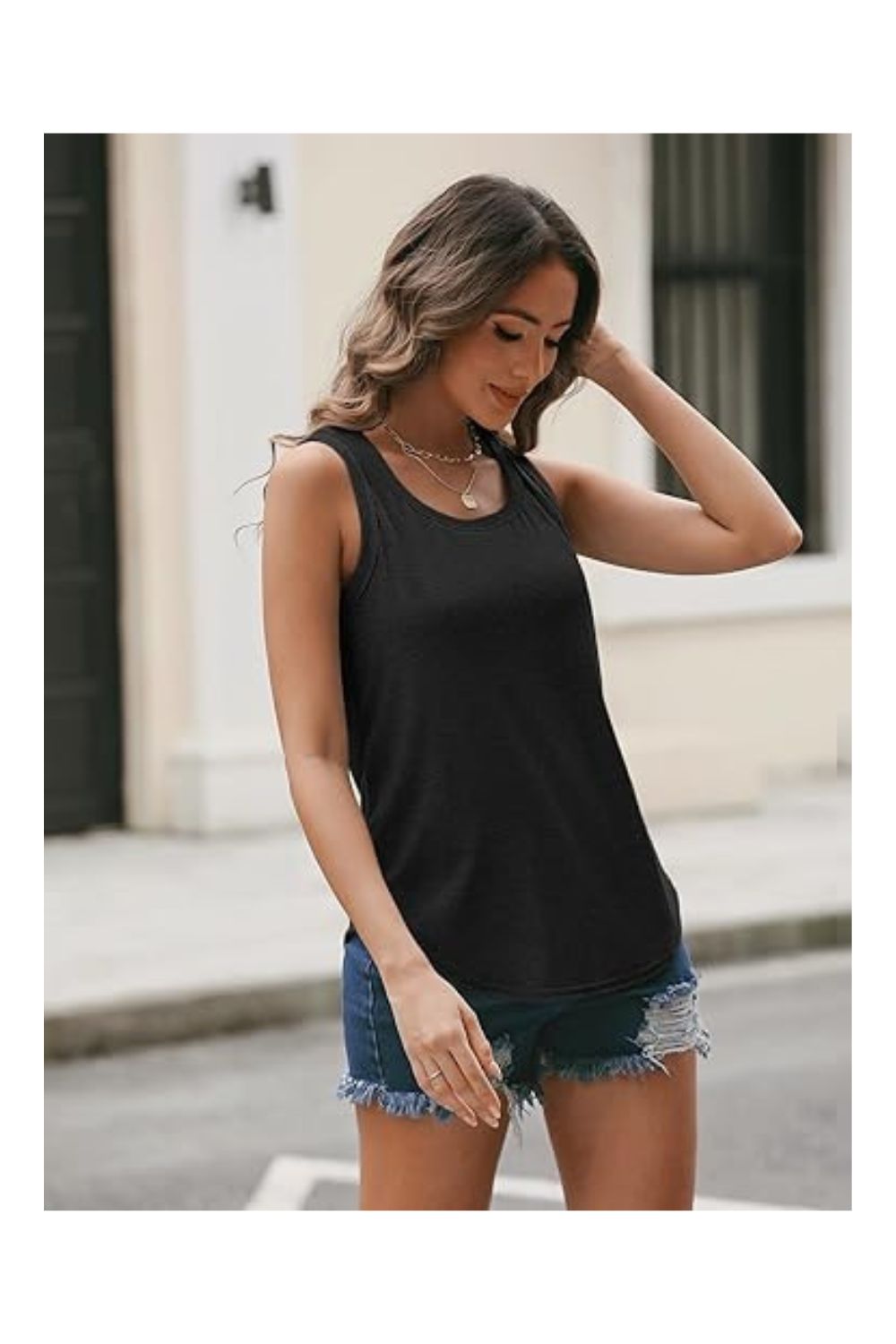 Trendy Women's Loose Fit Square Neck Sleeveless Tank