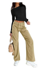 Trendy Women's Casual Slim Fit Crop Crew Neck Top
