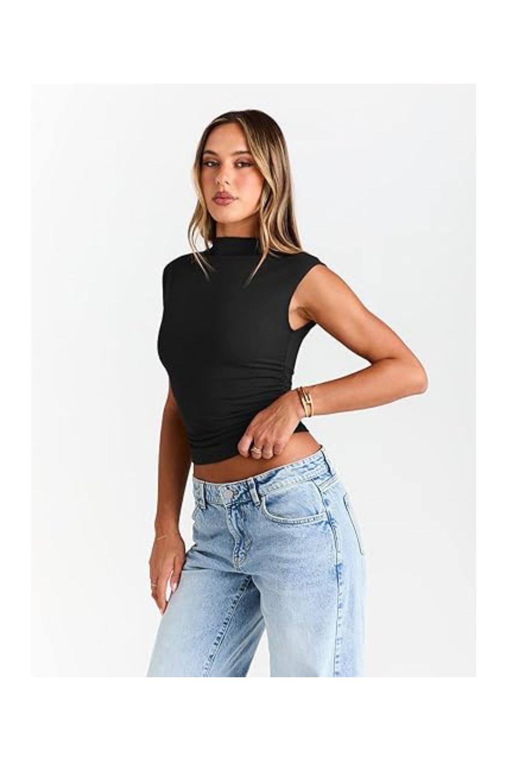 Trendy  Women's Mock Neck Sleeveless Y2K Tank
