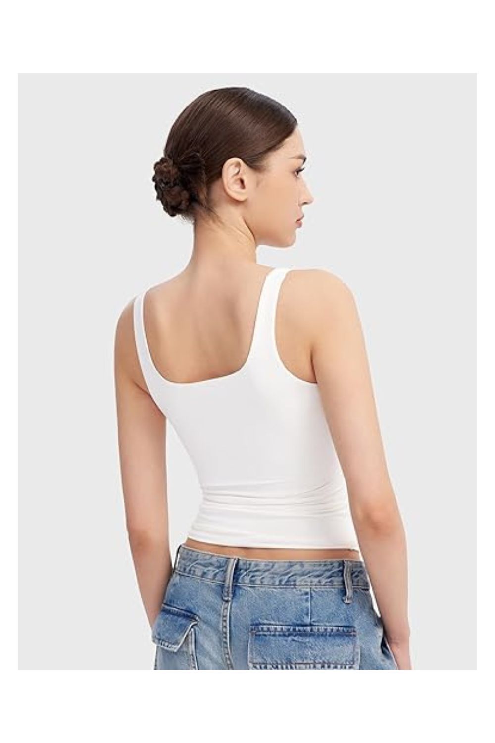 Trendy Women's Square Neck Sleeveless Double-Lined Tank