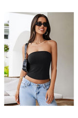 Trendy Women's Y2K Strapless Backless Double-Lined Crop Top