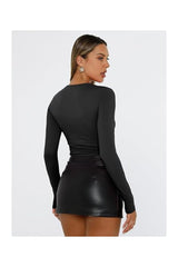 Trendy  Women's Long Sleeve Crop Tee Y2K