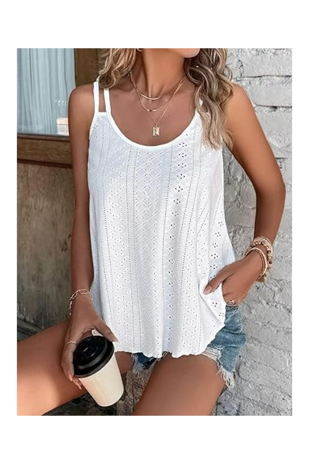 Trendy Women's Sleeveless Spaghetti Strap Loose Summer Top