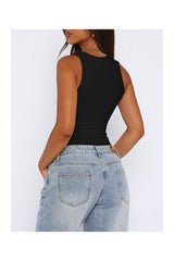 Trendy Women's Sleeveless Square Neck Double-Lined Bodysuit Tank