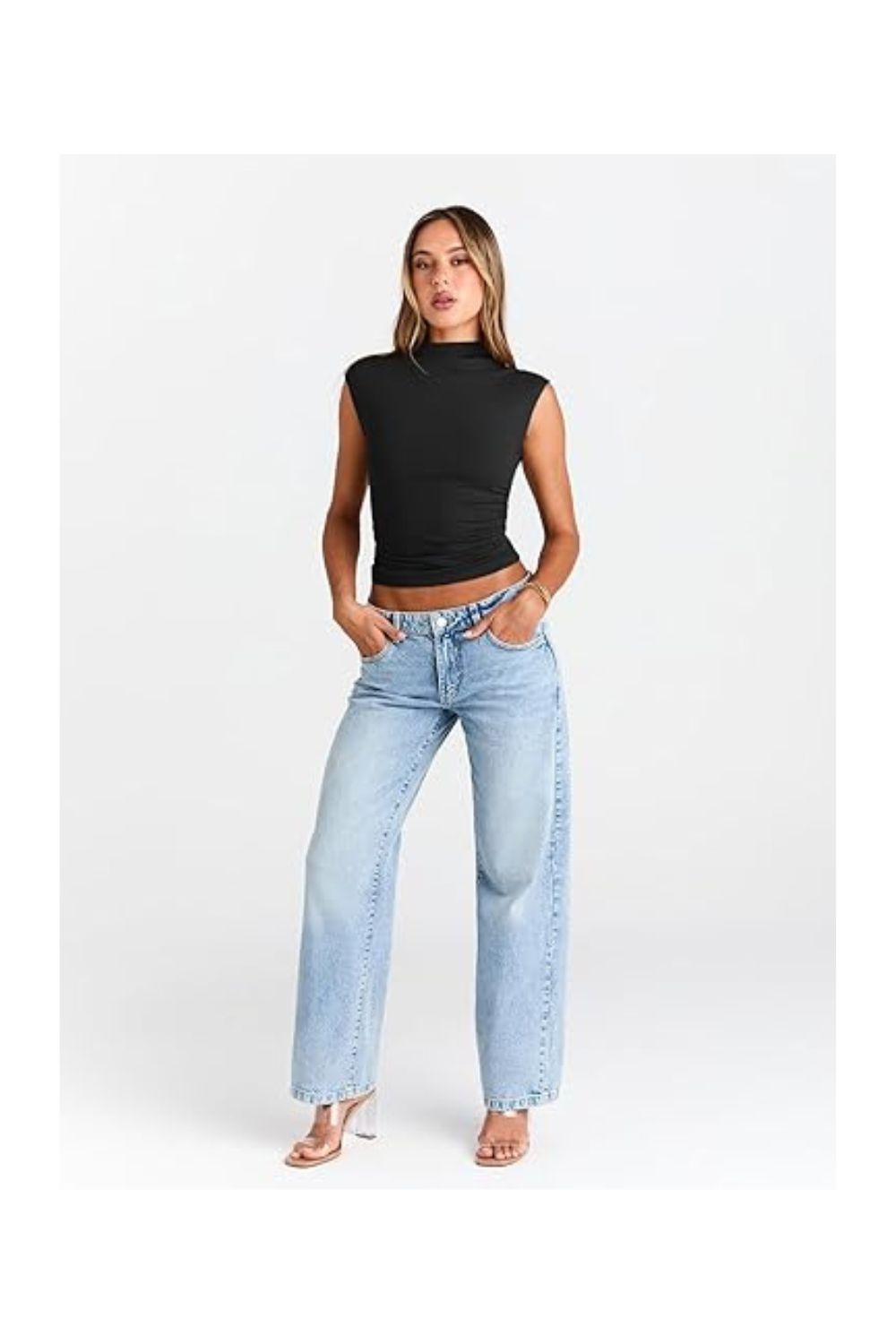 Trendy  Women's Mock Neck Sleeveless Y2K Tank