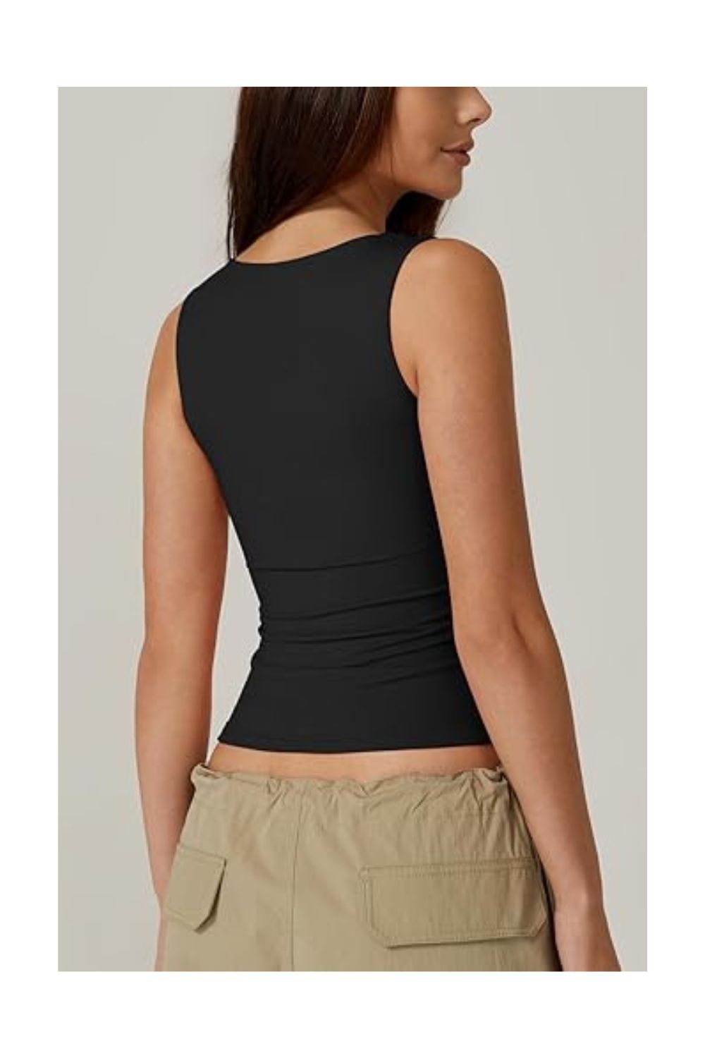 Trendy Women's Square Neck Sleeveless Double-Layer Tank