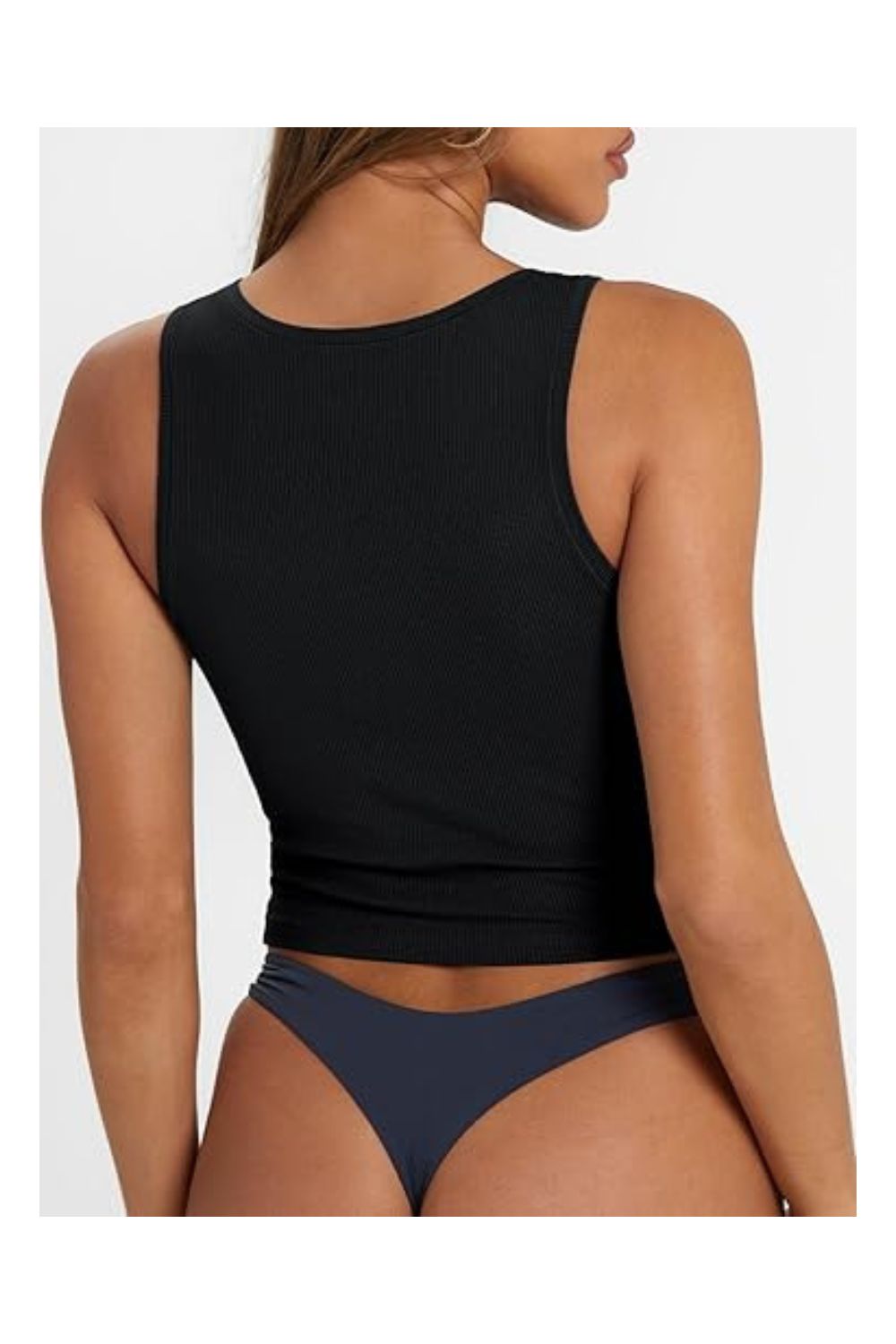 Trendy  Women's Square Neck Ribbed Cropped Tank