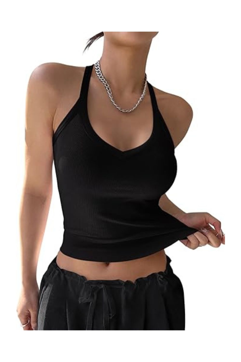 Trendy Women's V-Neck Racerback Sleeveless Ribbed Workout Tank