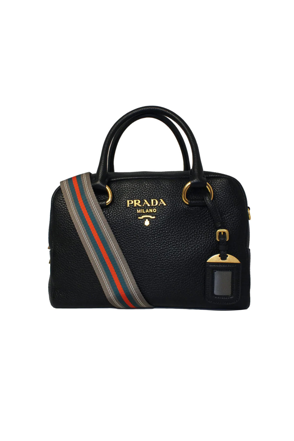 Prada Vitello Phenix Stripe Strap Satchel Bag