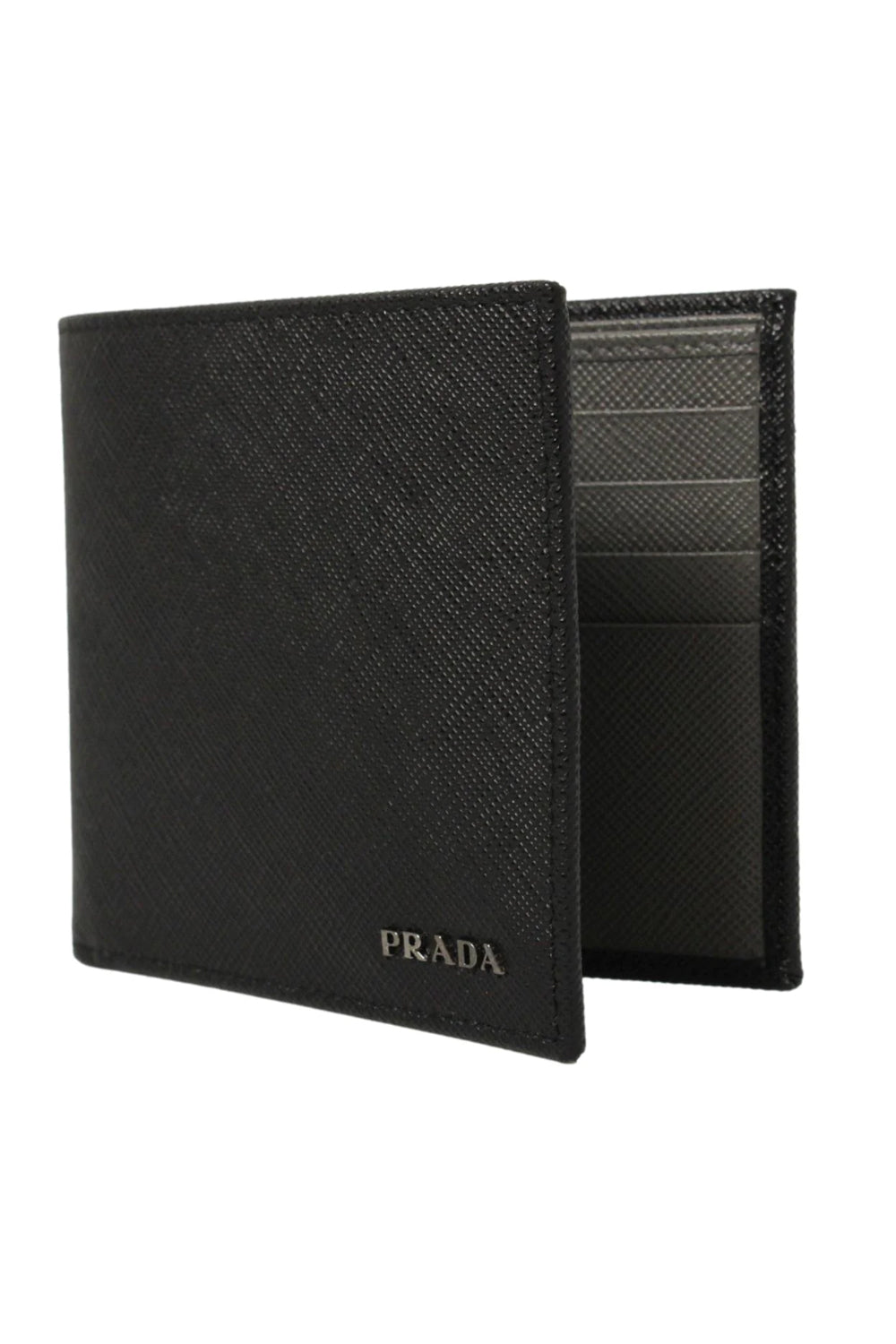 Prada Nero Saffiano Cuir Leather Billfold Wallet