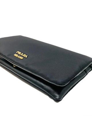 Prada Tessuto Nylon Calfskin Wallet Clutch Bag