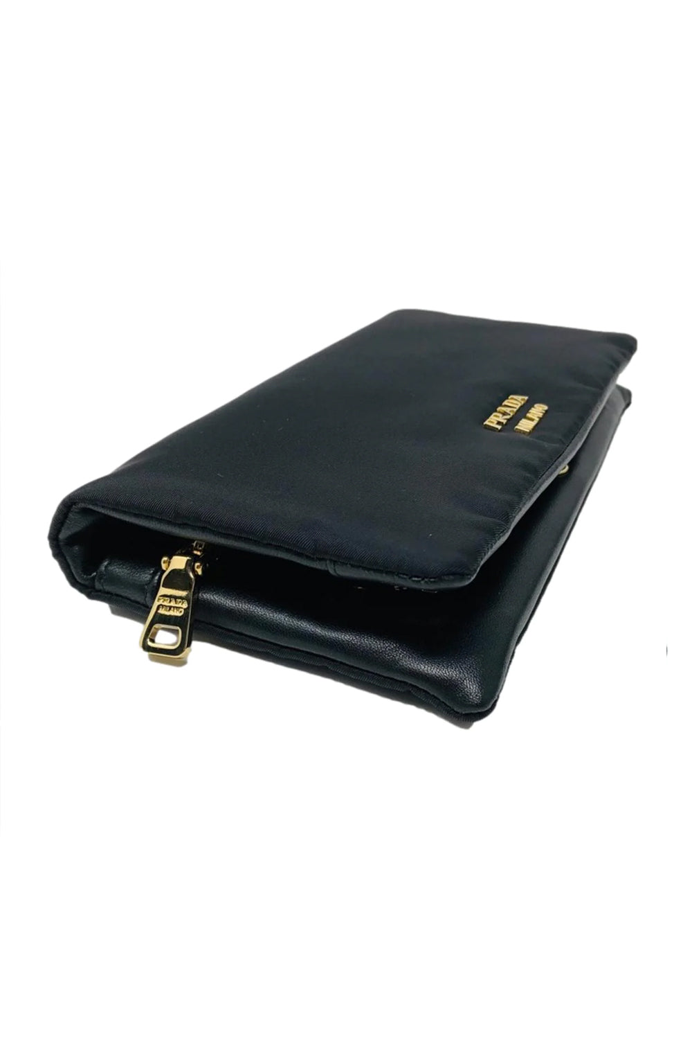 Prada Tessuto Nylon Calfskin Wallet Clutch Bag