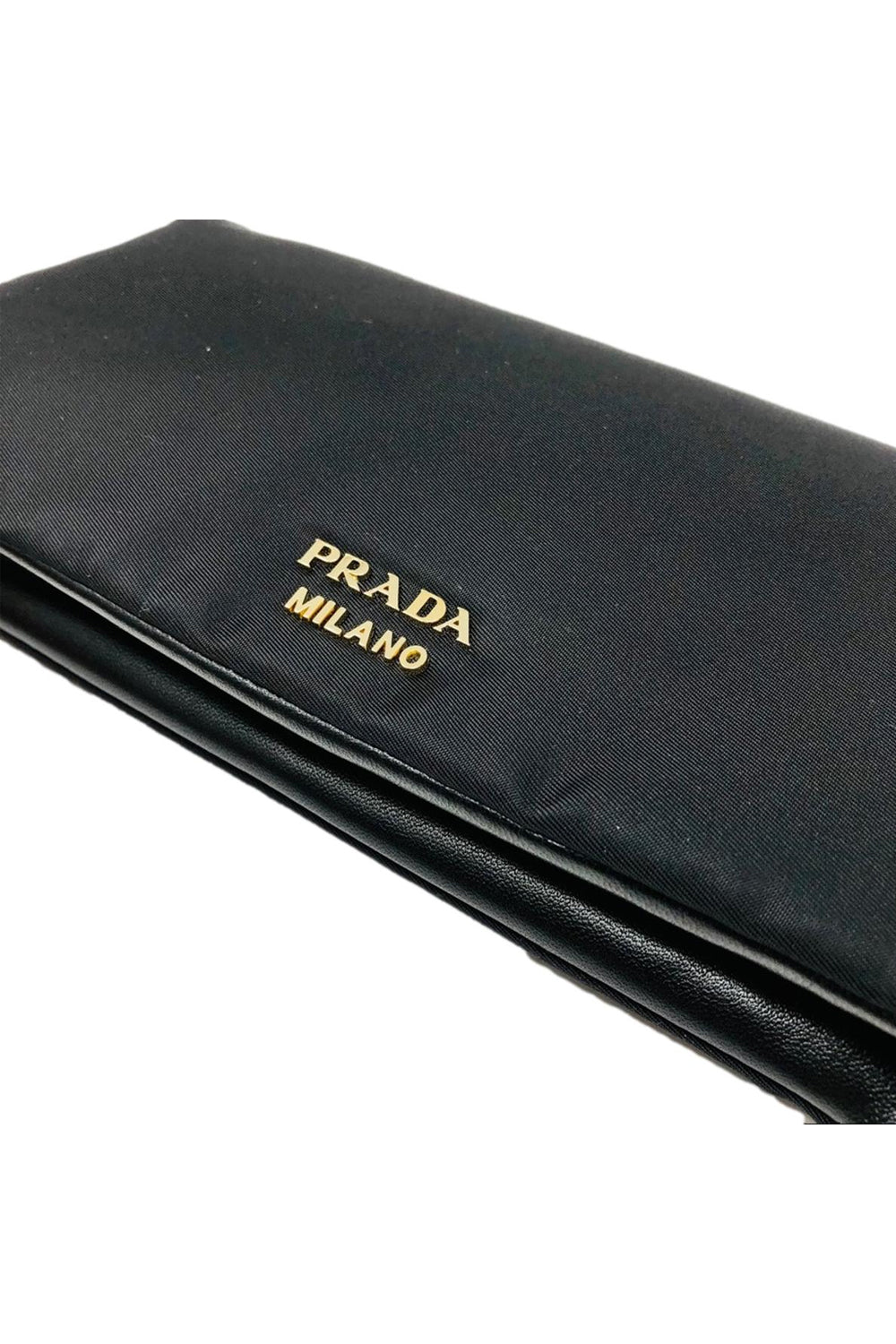 Prada Tessuto Nylon Calfskin Wallet Clutch Bag