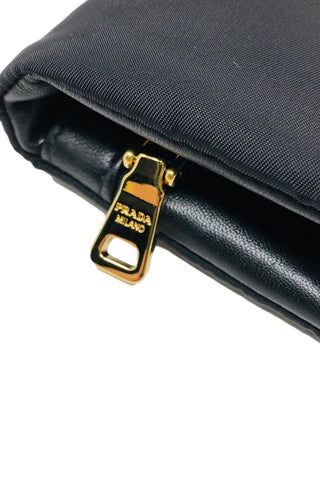 Prada Tessuto Nylon Calfskin Wallet Clutch Bag