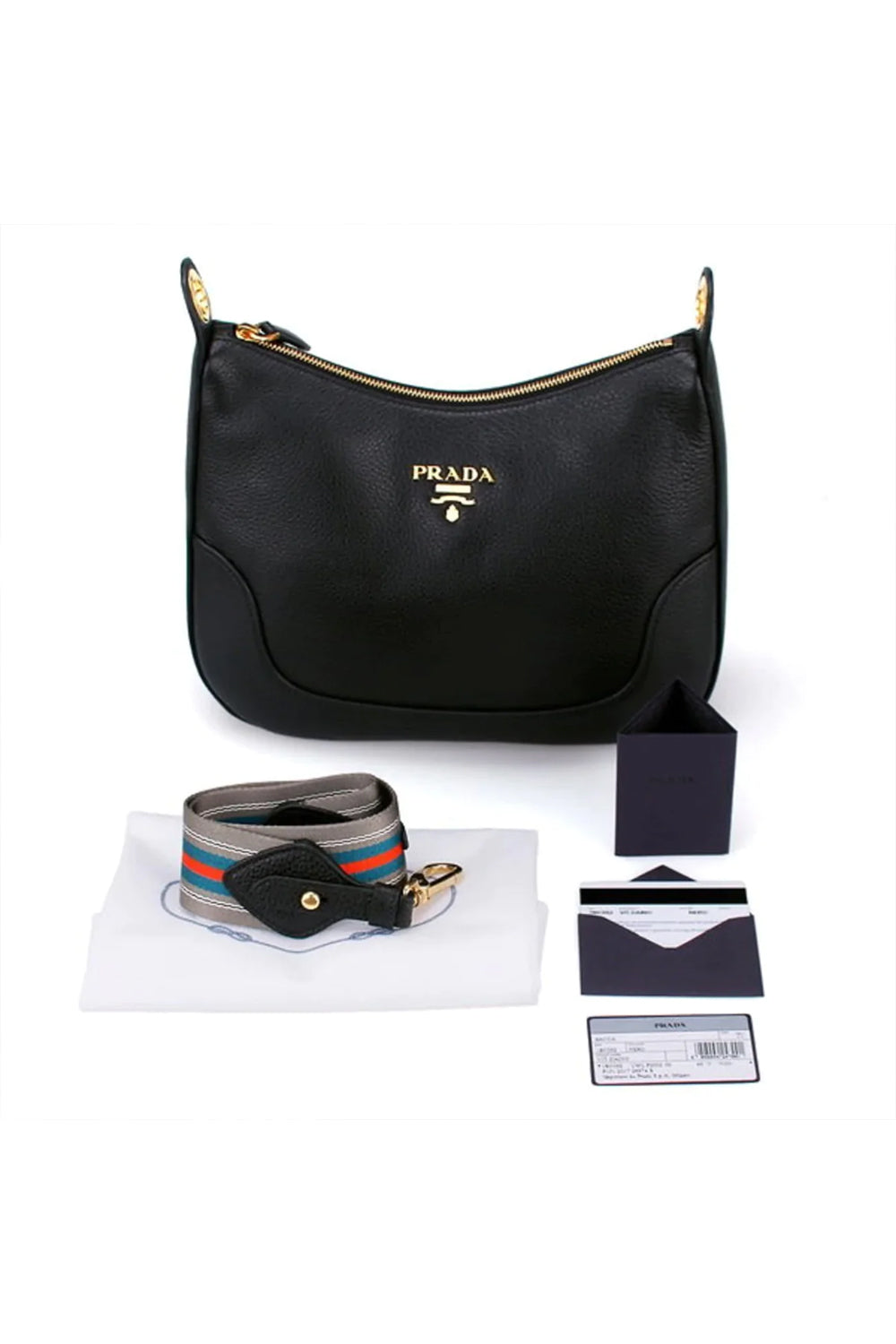 Prada Vitello Phenix Leather Web Stripe Handbag