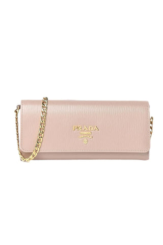 Prada Cipria Beige Vitello Chain Crossbody Wallet