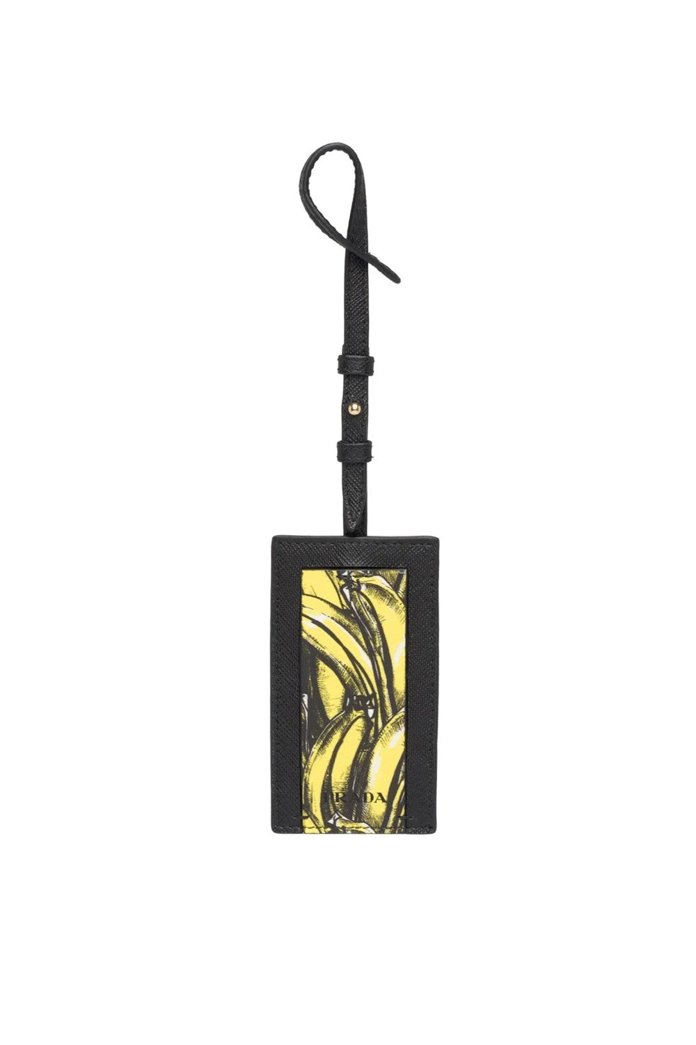 Prada Banana Saffiano Leather Name Tag Keychain