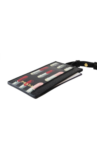 Prada Lipstick Print Saffiano Luggage Tag Keychain