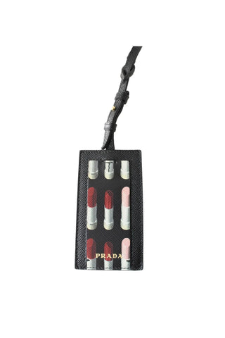 Prada Lipstick Print Saffiano Luggage Tag Keychain