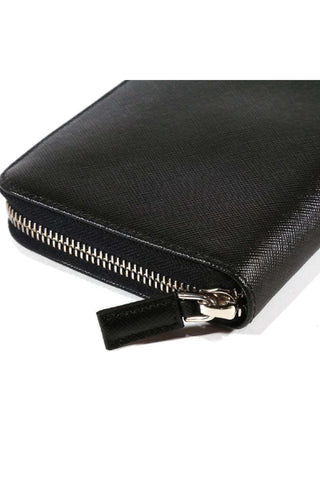 Prada Saffiano Leather Stripe Zip Around Wallet 