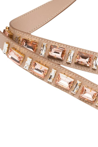 Prada Leather Saffiano Crystal Women's Blush Strap