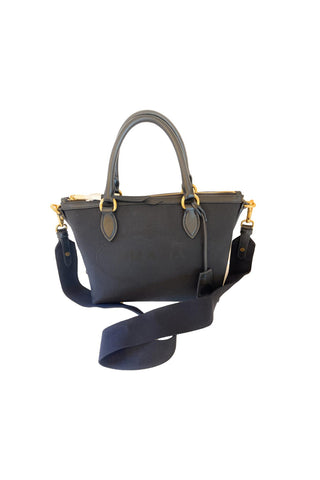 Prada Canvas Jacquard Trim Small Satchel Handnag 