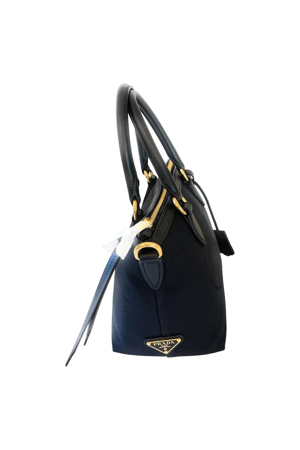Prada Canvas Jacquard Trim Small Satchel Handnag 