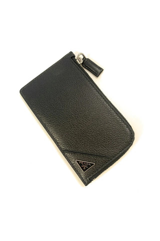Prada Men's Micro Grain Leather Zipper Wallet 