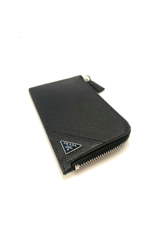 Prada Men's Micro Grain Leather Zipper Wallet 