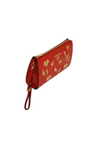 Prada Fuoco Saffiano Hearts Pouch Wristlet Bag