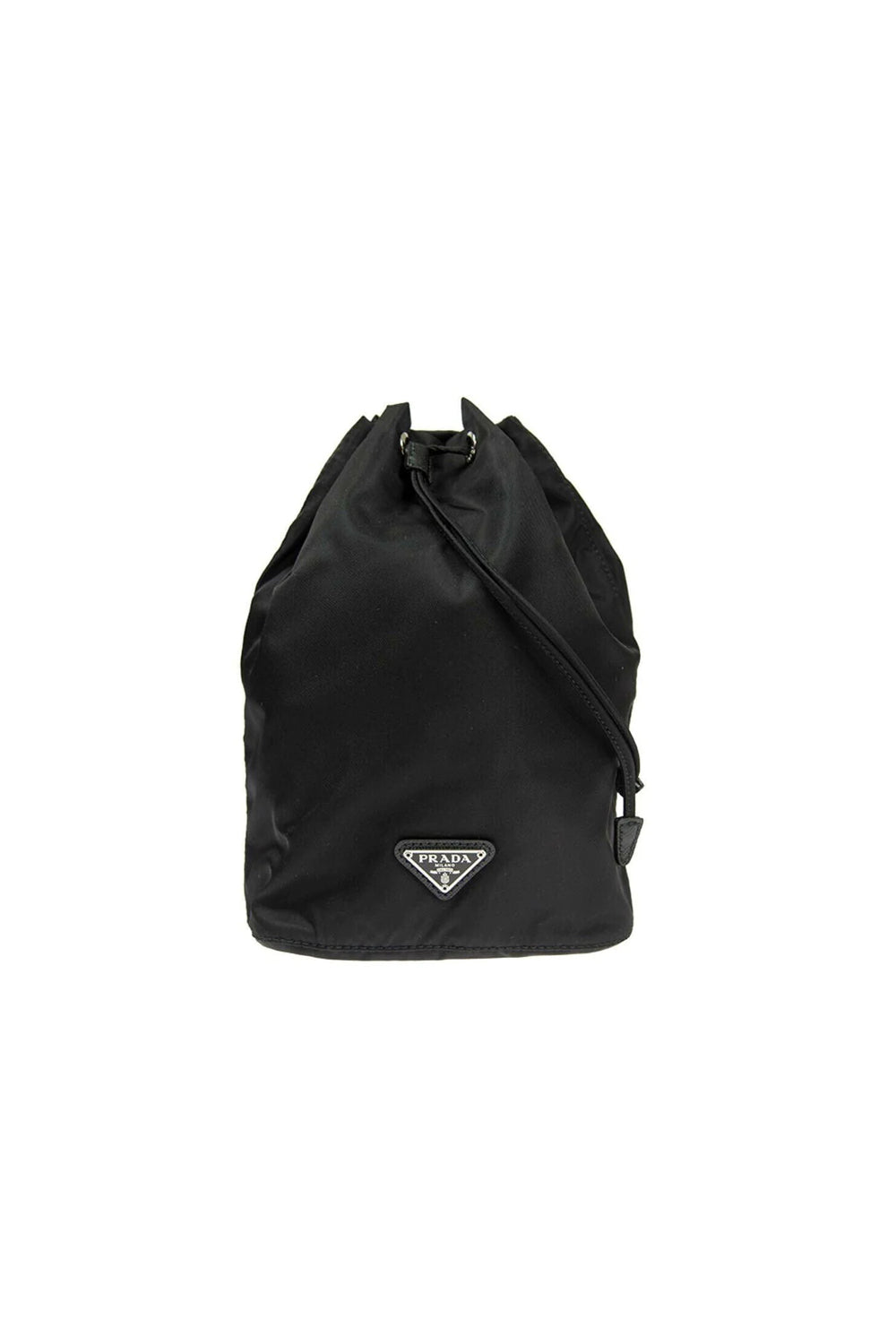 Prada Tessuto Nylon Triangle Logo Bucket Bag