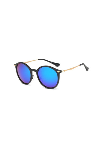 Round Circle Fashion Sunglasses - Blue