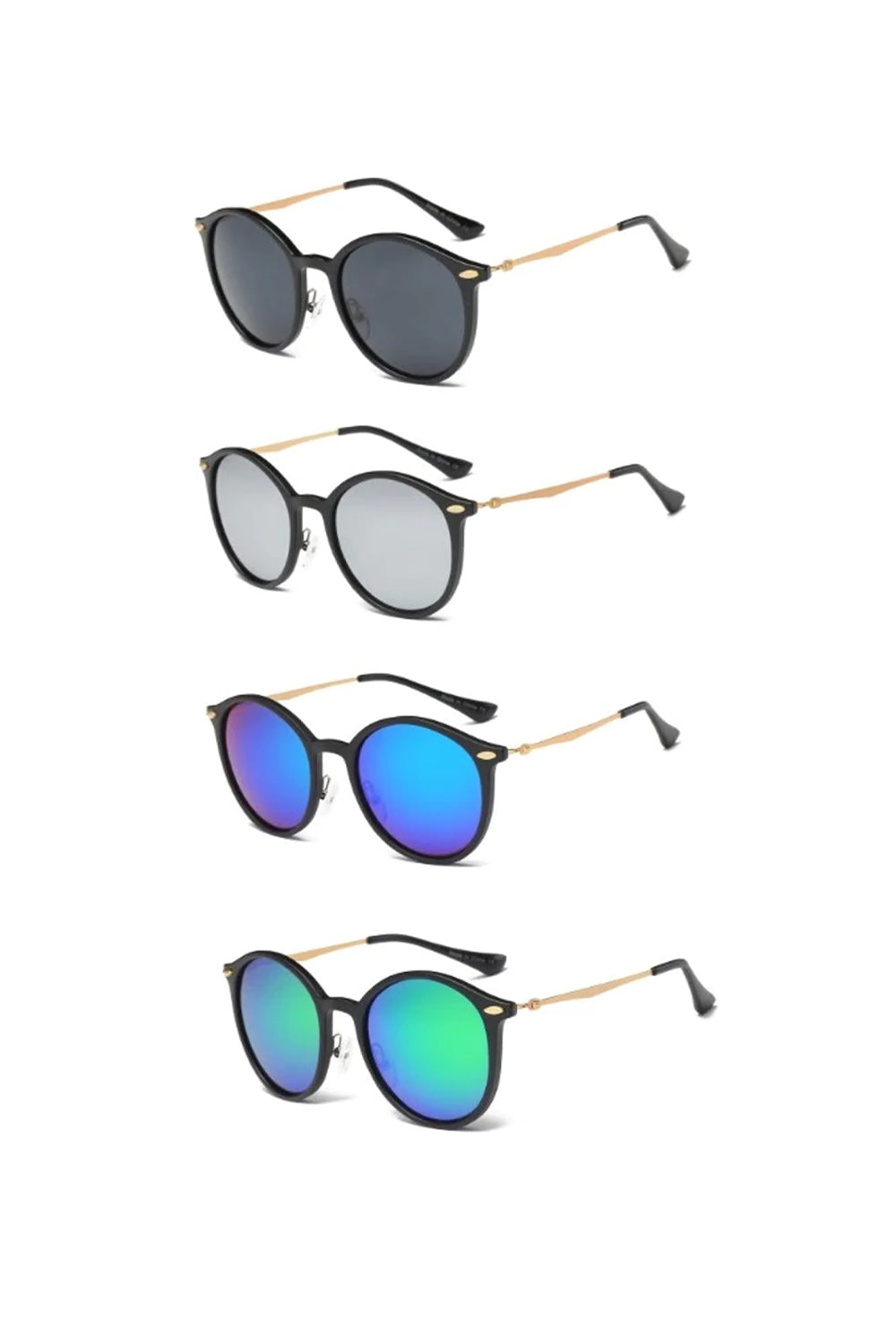 Round Circle Fashion Sunglasses - Blue