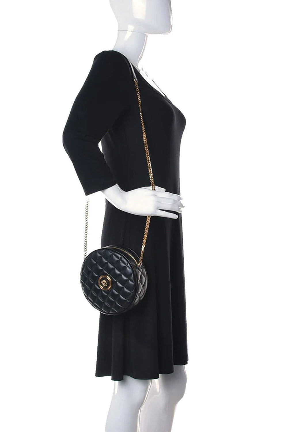 Versace La Medusa Round Quilted Shoulder Bag