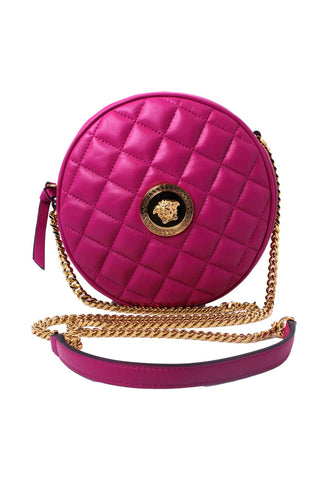 Versace La Medusa Round Quilted Leather Shoulder Bag