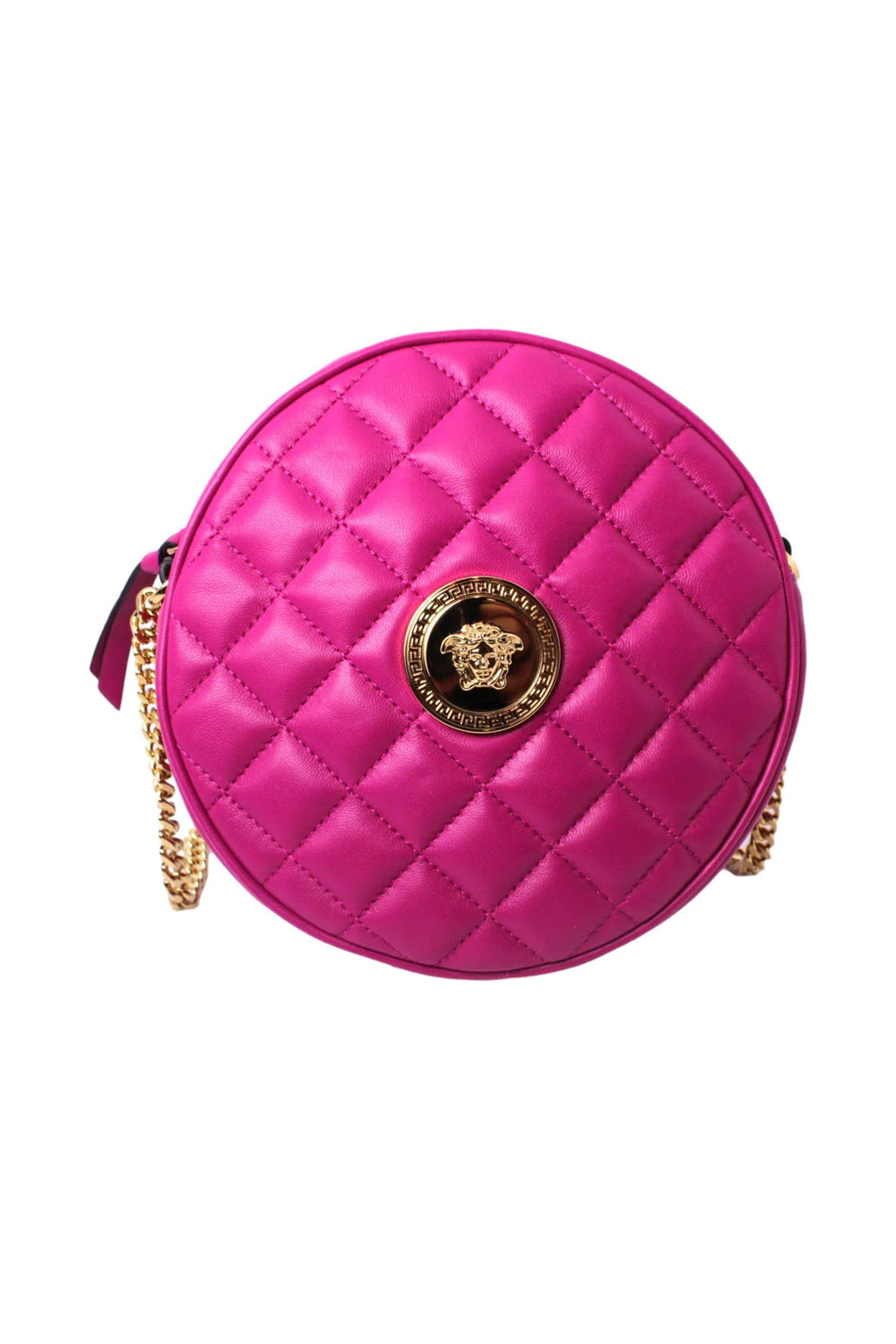 Versace La Medusa Round Quilted Leather Shoulder Bag