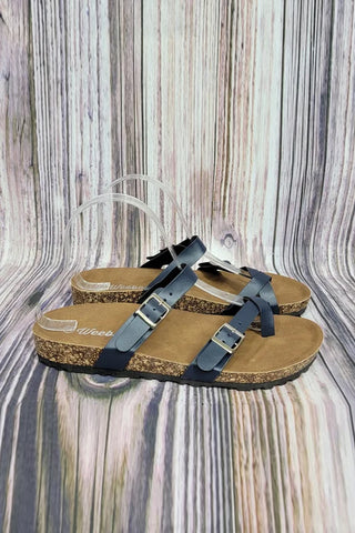 Weeboo Navy Summer Strappy Buckle Sandals Woman