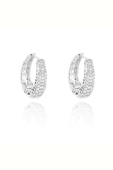 White Gold Crystal Hoop Earrings