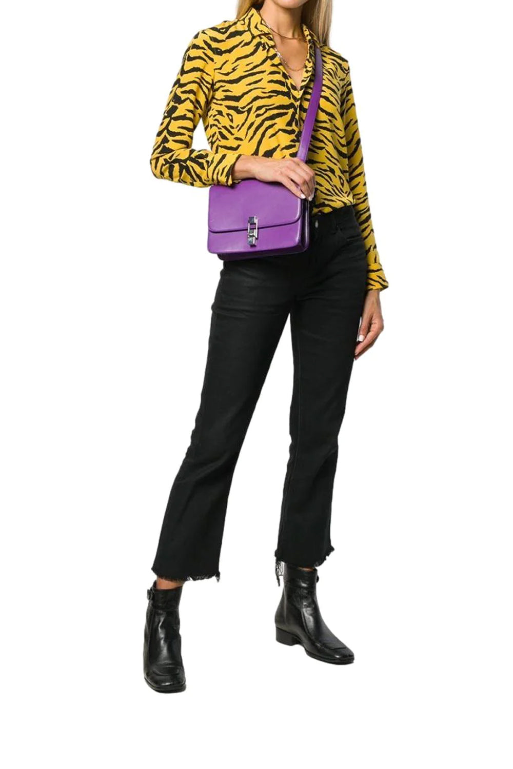 Saint Laurent Carre Royal Ultra Soft Calf Leather Bag - Purple