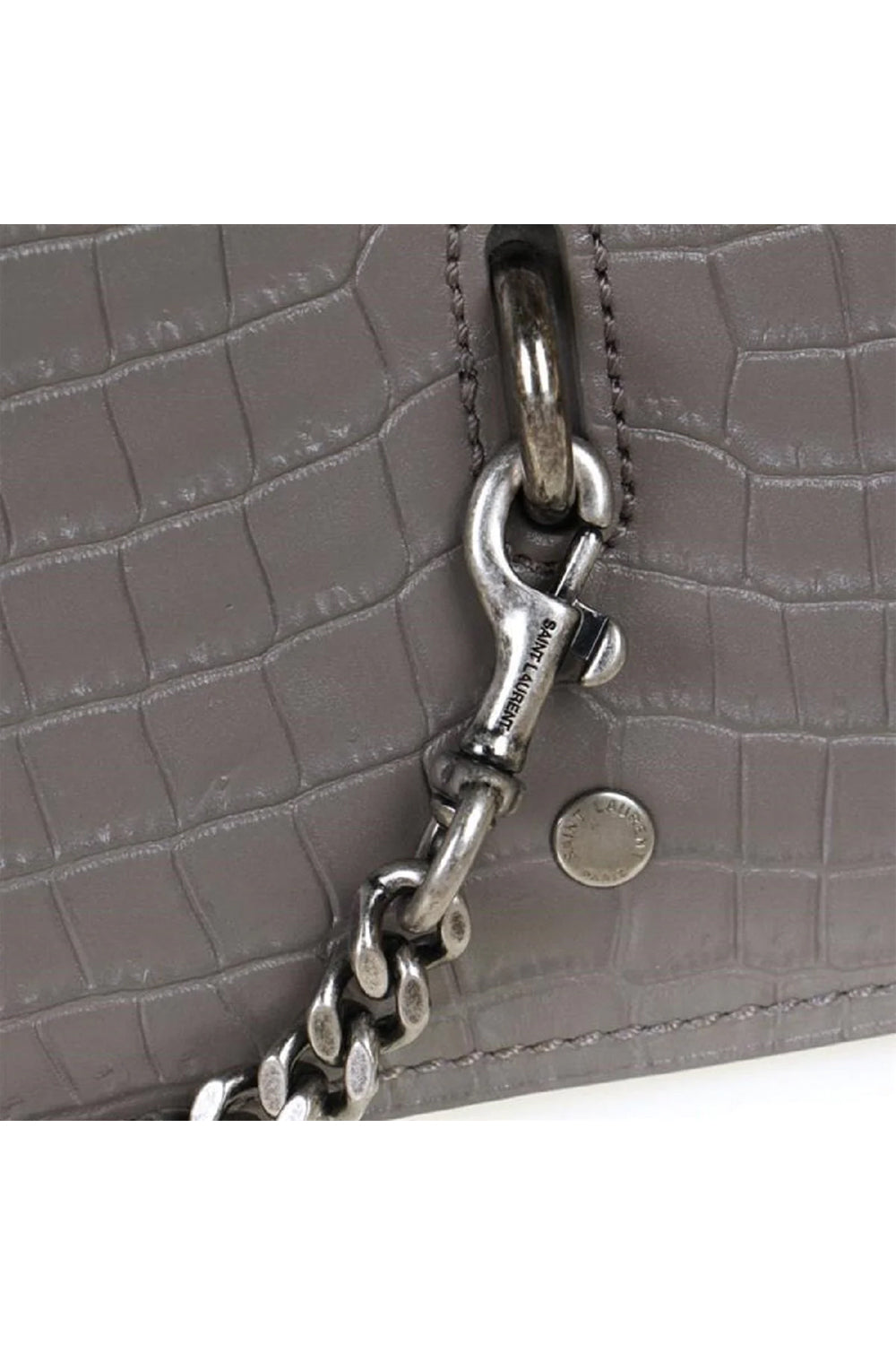 Saint Laurent Crocodile Embossed Leather Bag