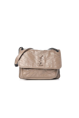 Saint Laurent Niki Light Taupe Leather Shoulder Bag