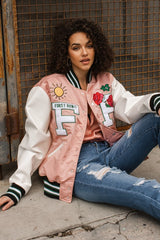 Unisex Spring Varsity Jacket - Pink