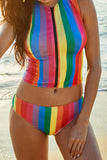 Rainbow Striped Split Women's Bikini